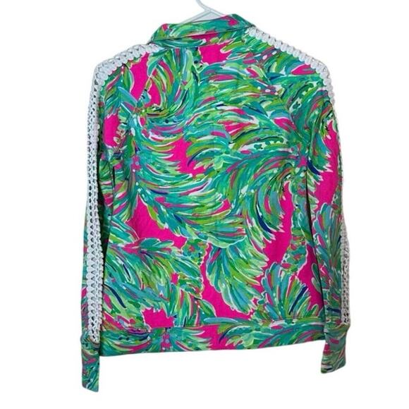 Lilly Pulitzer Brigantine Zip Up Jacket Raz Berry Shady Lady Size XXS Bold - Picture 2 of 9